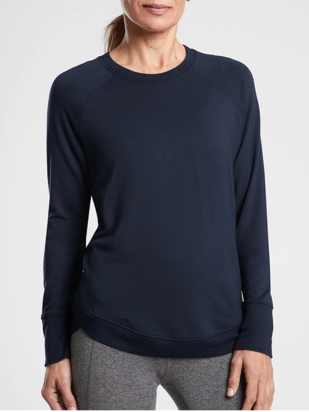 Athleta Mindset Modal Sweater Top in Navy Blue W2403 Sz S